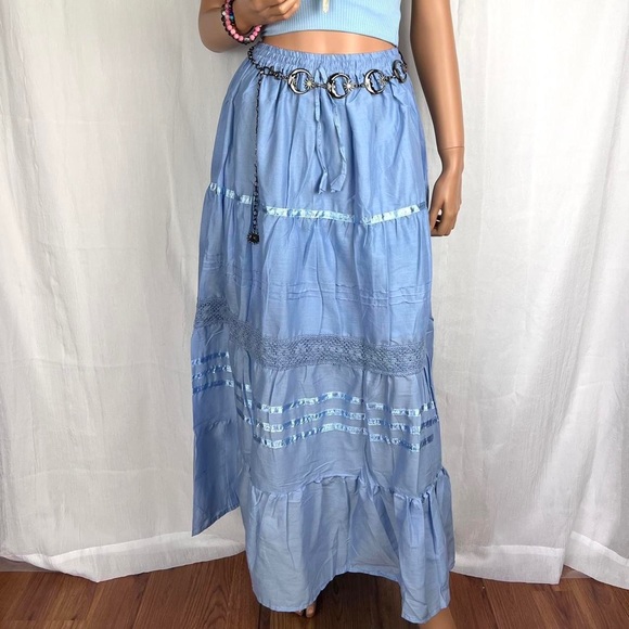 Cottagecore Long Skirt Baby Blue - Picture 7 of 8